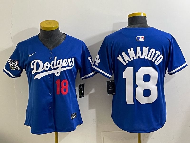 Youth 2025 Los Angeles Dodgers #18 Yamamoto Blue Game Nike MLB Jersey style 0023